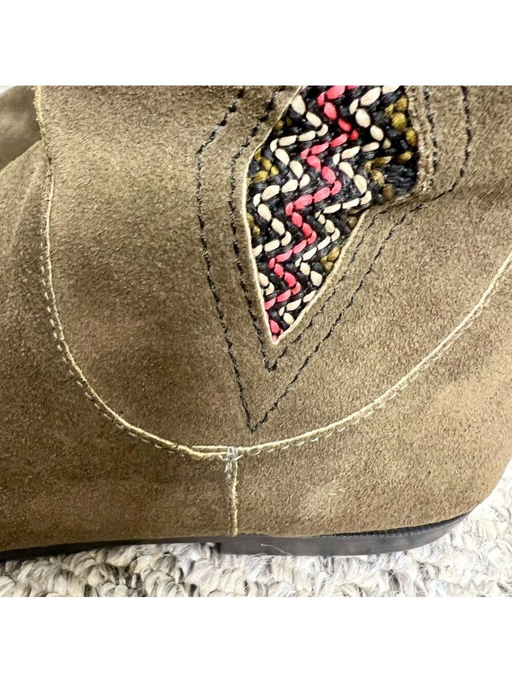 Vtg 80s Kaufman Canada green suede embroidered tassel western mid calf boots 8 - Picture 15 of 15
